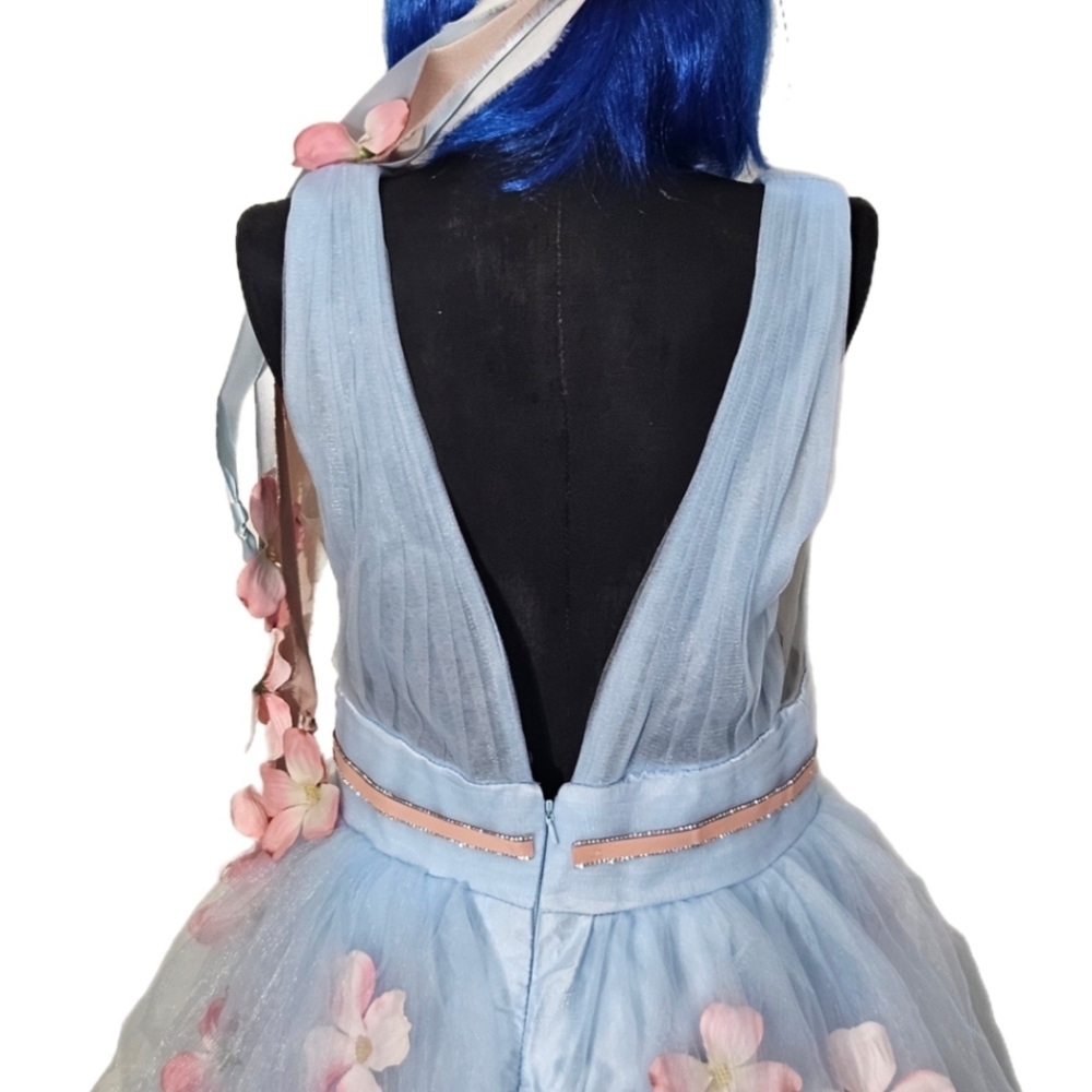 Enchanted Woodland Fairy Costume Tulle Blue Gown W/ Detachable Wings Size10 - Picture 8 of 16